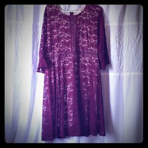 Maroon lace overlay dress